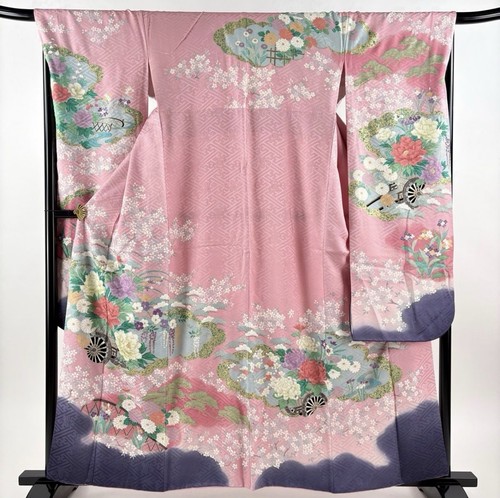 Pink furisode japanese silk - pink,