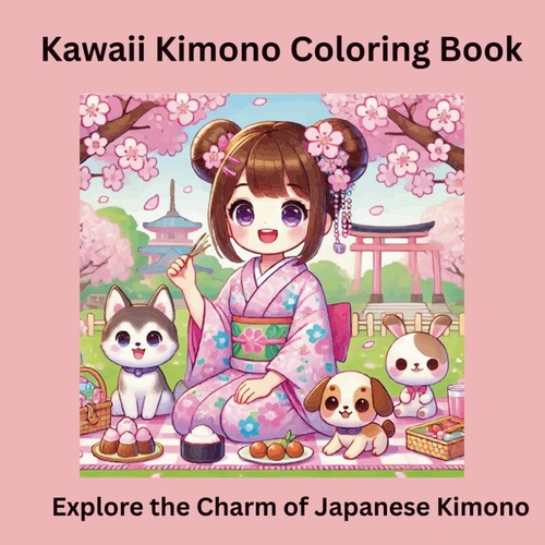 Kawaii kimono coloring - kimono, book